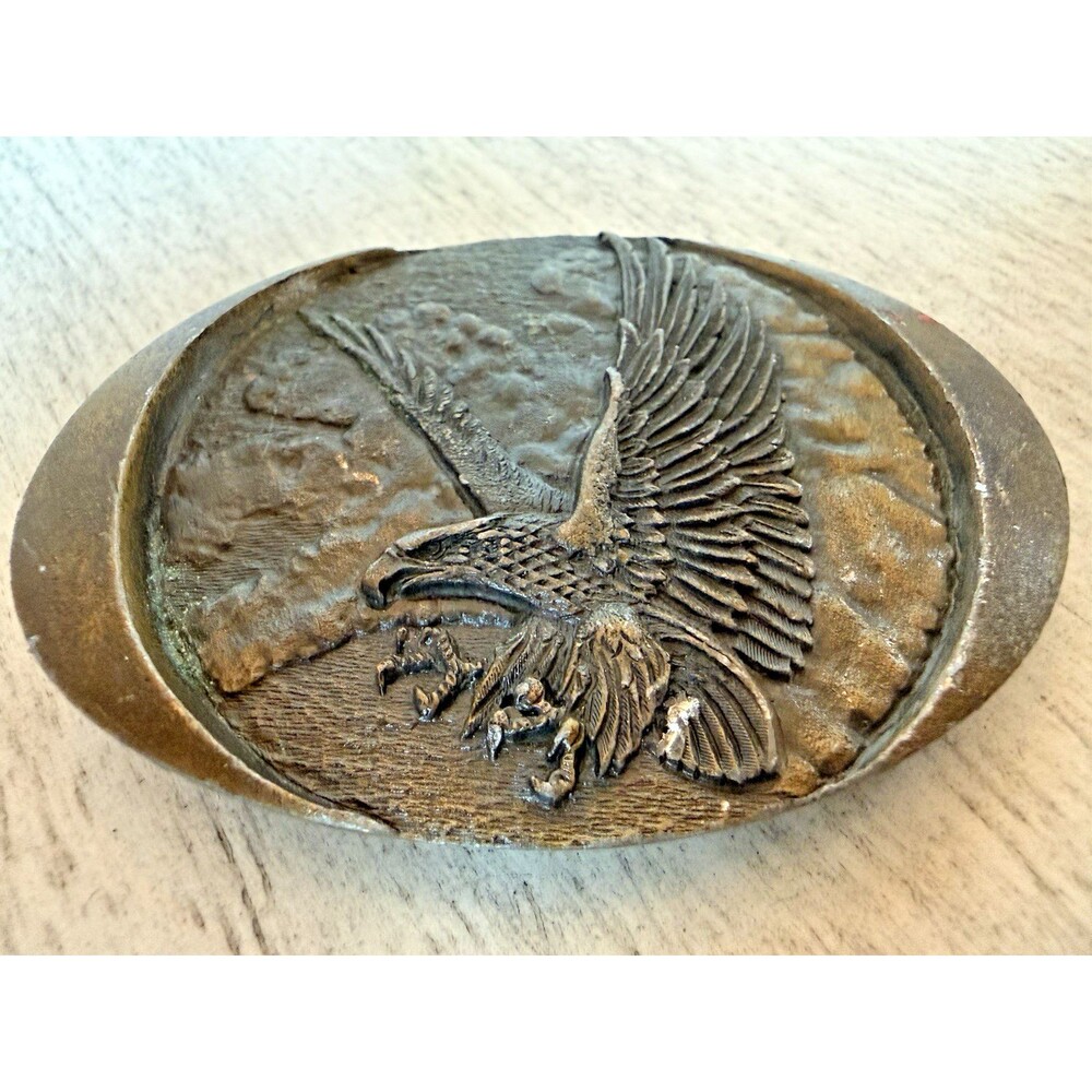 Vintage 1982 Flying Eagle Belt Buckle Indiana Metal Craft A59 Solid Brass
